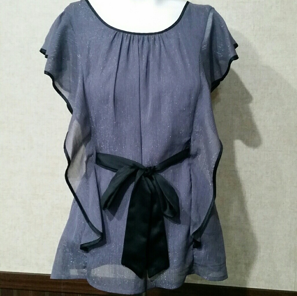 Pewter Waist Tie Top by A Byers Size M
